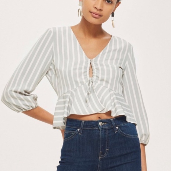 Topshop Tops - Topshop Striped Peplum Blouse